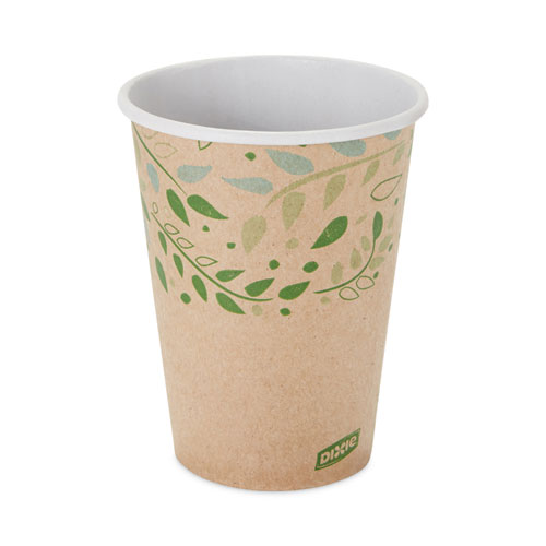 EcoSmart Recycled Fiber Hot/Cold Cups, 12 oz, Kraft/Green, 50/Sleeve, 20 Sleeves/Carton
