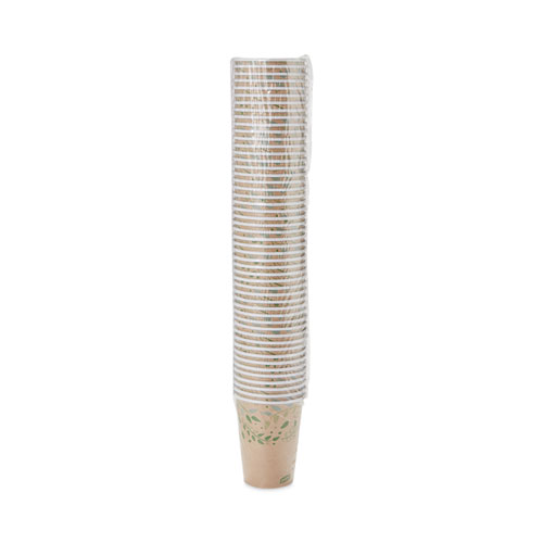 EcoSmart Recycled Fiber Hot/Cold Cups, 12 oz, Kraft/Green, 50/Sleeve, 20 Sleeves/Carton