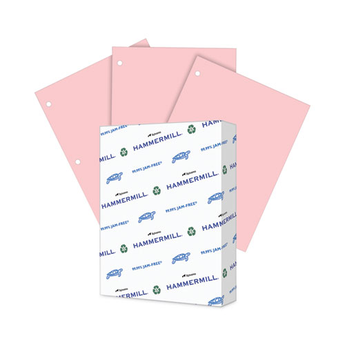 Colors Print Paper, 3-Hole, 20 lb Bond Weight, 8.5 x 11, Pink, 500/Ream