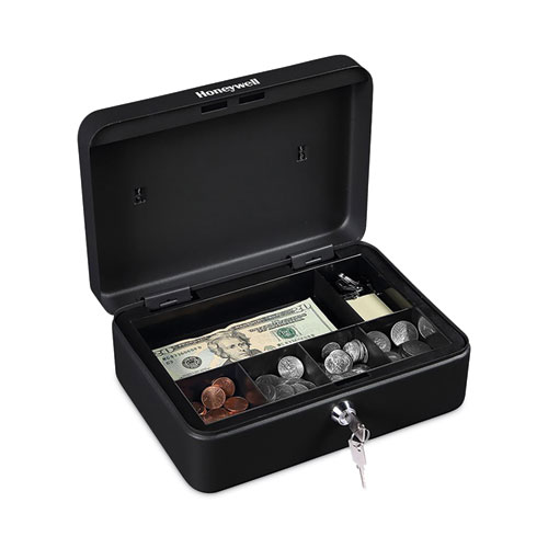 Image of Honeywell Standard Cash Box, 9.8 X 7.3 X 4.1, Steel, Black