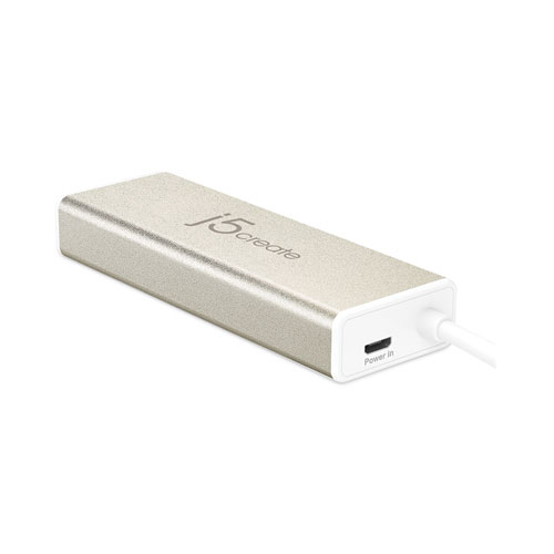Image of J5Create® Usb-C Hub With Sd/Micro Sd Card Reader, 3 Ports, Silver