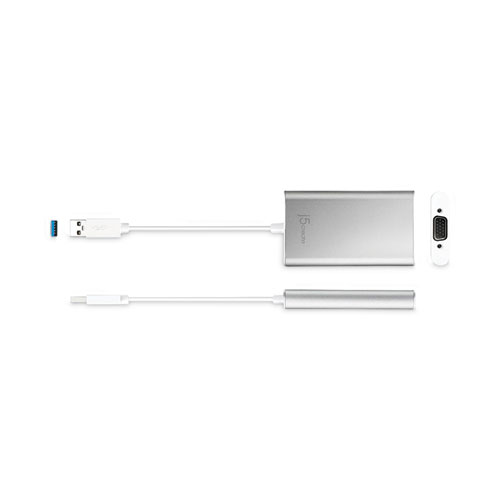 USB to VGA Adapter, 5.91", Silver/White