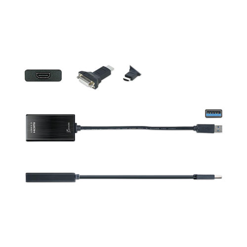 USB to HDMI/DVI Adapter, 7.87", Black