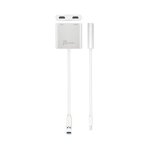 USB to HDMI Adapter, 7.87", Silver/White