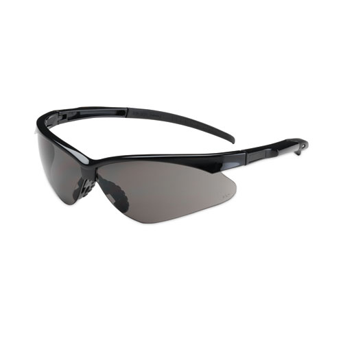 Adversary Semi-Rimless Safety Glasses, Scratch-Resistant, Black Frame, Gray Lens