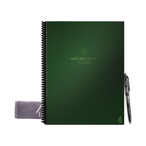 Rocketbook Fusion Smart Notebook, Seven Assorted Page Formats, Terrestrial Green Cover, (21) 11 X 8.5 Sheets