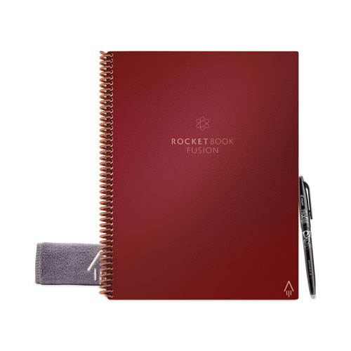 Image of Rocketbook Fusion Smart Notebook, Seven Assorted Page Formats, Scarlet Sky Cover, (21) 11 X 8.5 Sheets