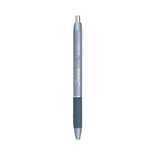 Image of S-Gel Fashion Barrel Gel Pen, Retractable, Medium 0.7 mm, Black Ink, Frost Blue Barrel, 4/Pack