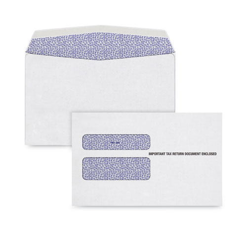 Tops™ W-2 Laser Double Window Envelope, Commercial Flap, Gummed Closure, 5.63 X 9, White, 100/Pack