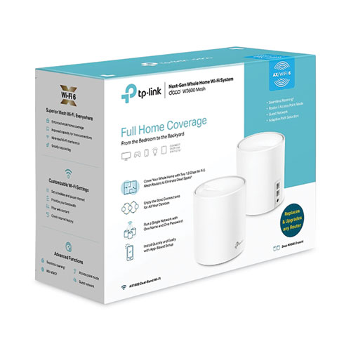 Deco W3600 Whole-Home Mesh Wi-Fi 6 System, 2 Ports, Dual-Band 2.4 GHz/5 GHz