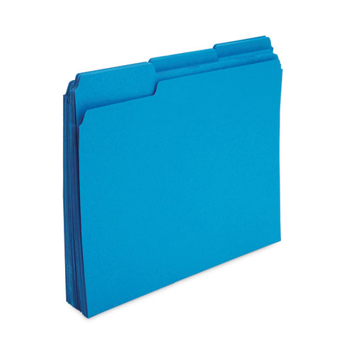 Reinforced Top Tab File Folders, 1/3-Cut Tabs: Assorted, Letter Size, 10.5-pt Stock, Blue, 24/Pack