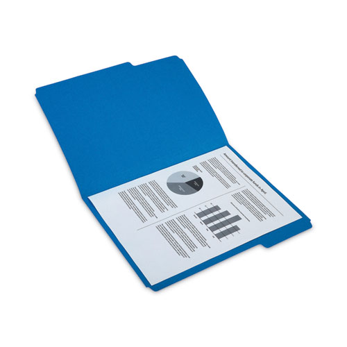 Reinforced Top Tab File Folders, 1/3-Cut Tabs: Assorted, Letter Size, 10.5-pt Stock, Blue, 24/Pack