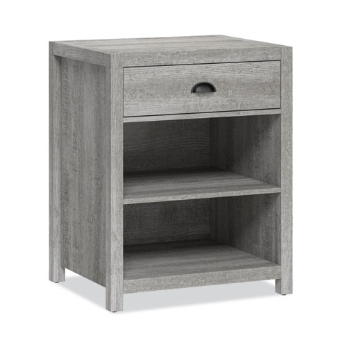 Fallbrook Printer Stand, Engineered Wood, 3 Shelves, 1 Drawer, 50 lb Capacity, 24" x 20" x 30.25", Smoked Ash