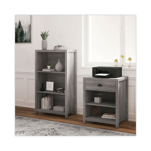 Fallbrook Printer Stand, Engineered Wood, 3 Shelves, 1 Drawer, 50 lb Capacity, 24" x 20" x 30.25", Smoked Ash