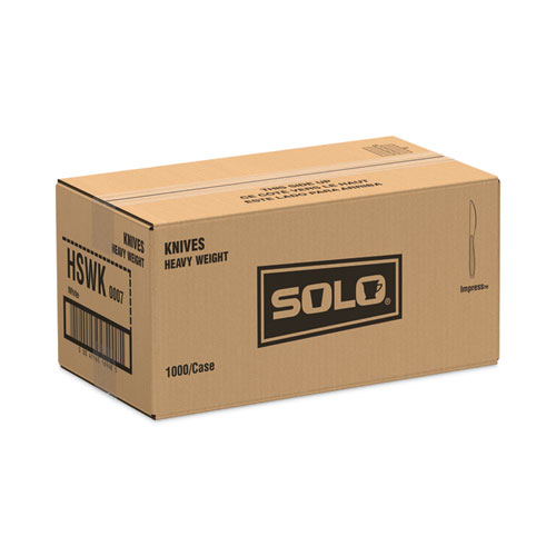 Image of Solo® Impress Heavyweight Full-Length Polystyrene Cutlery, Knife, White, 1,000/Carton