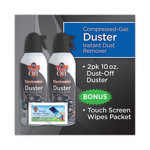 Disposable Compressed Air Duster, 10 oz Can, 2/Pack