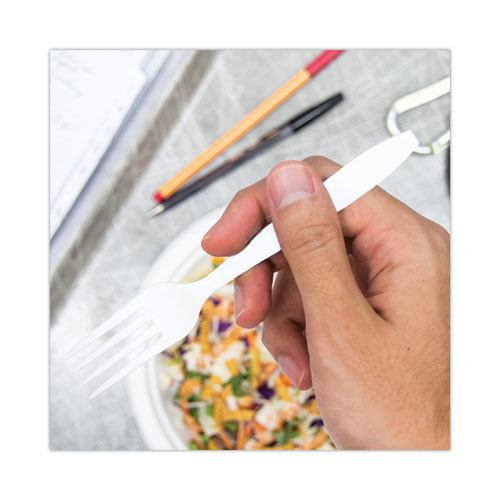 Impress Heavyweight Full-Length Polystyrene Cutlery, Fork, White, 1,000/Carton