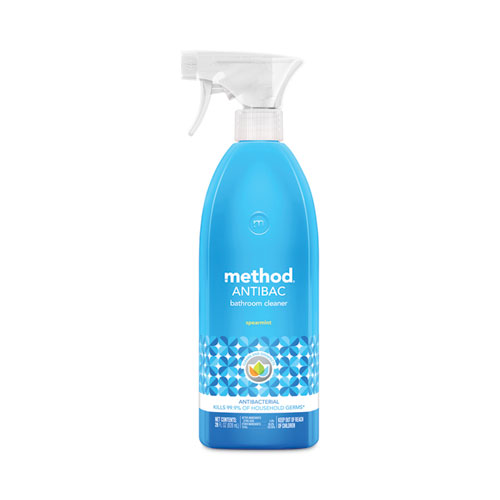 Method® Antibacterial Spray, Bathroom, Spearmint, 28 oz Spray Bottle, 8/Carton