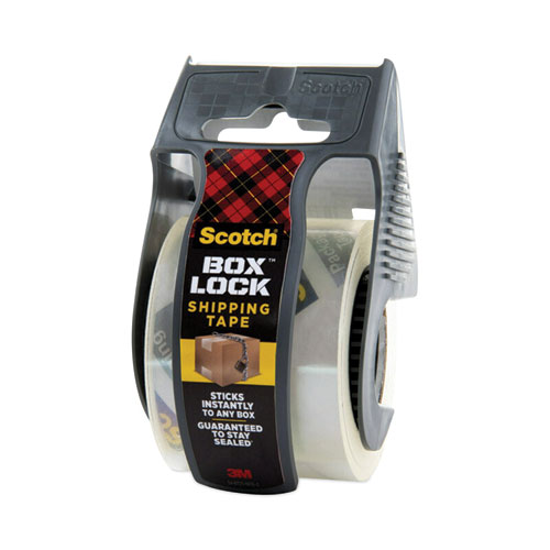 Image of Scotch® Box Lock Shipping Packaging Tape With Dispenser, 1.5" Core, 1.88" X 22.2 Yds, Clear