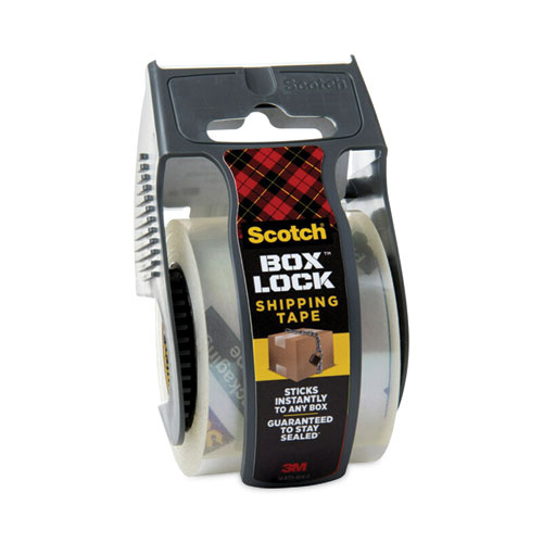 Image of Scotch® Box Lock Shipping Packaging Tape With Dispenser, 1.5" Core, 1.88" X 22.2 Yds, Clear