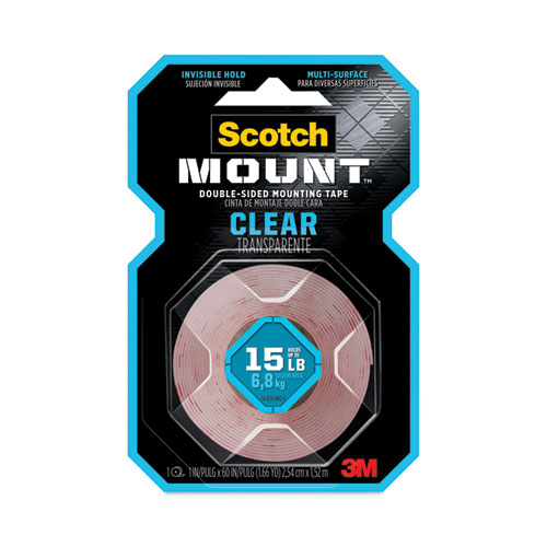 Image of Scotch® Permanent Clear Mounting Tape, Holds Up To 15 Lbs, 1 X 60, Clear