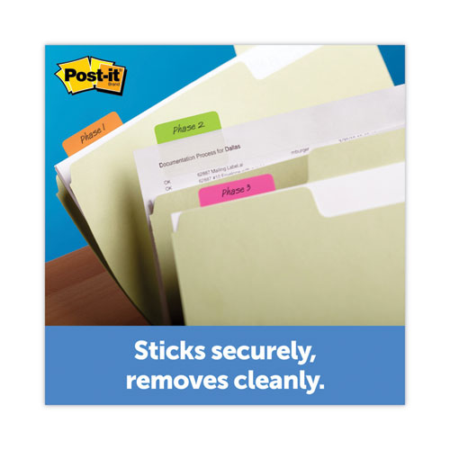 Image of Post-It® Tabs Solid Color Tabs, 1/5-Cut, Assorted Colors, 2" Wide, 30/Pack