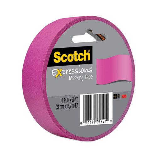 Scotch® Expressions Masking Tape, 3" Core, 0.94" x 20 yds, Fuchsia