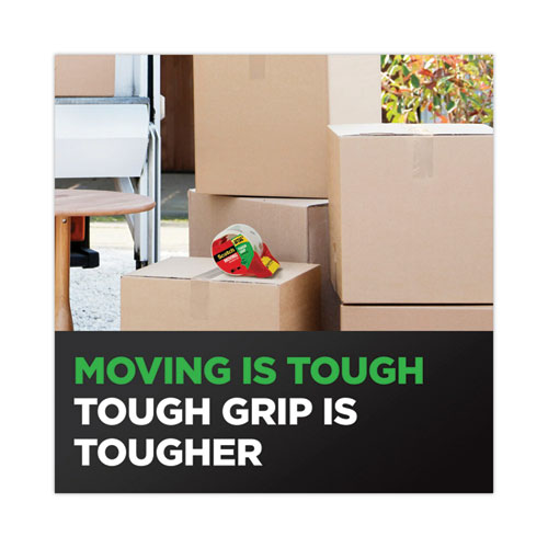 Tough Grip Moving Packaging Tape with Dispenser, 3" Core, 1.88" x 38.2 yds, Clear, 2/Pack