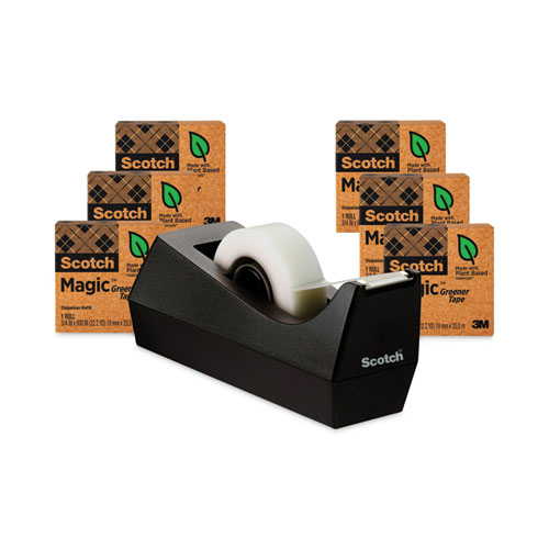 Image of Magic Greener Tape with C38 Dispenser, 1" Core, 0.75" x 75 ft, Clear, 6/Pack