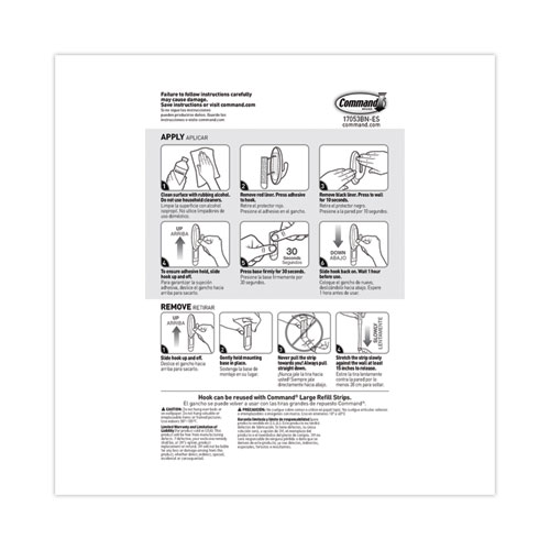 Image of Command™ Decorative Hooks, Traditional, Large, Plastic, Silver, 5 Lb Capacity, 1 Hook And 2 Strips/Pack
