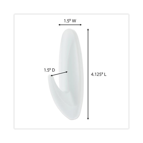 Image of Command™ Designer Hooks, Large, Plastic, White, 5 Lb Capacity, 16 Hooks And 24 Strips/Pack