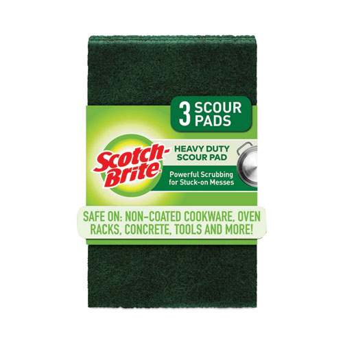 Scotch-Brite® Heavy-Duty Scour Pad, 3.8 x 6, Green, 10/Carton