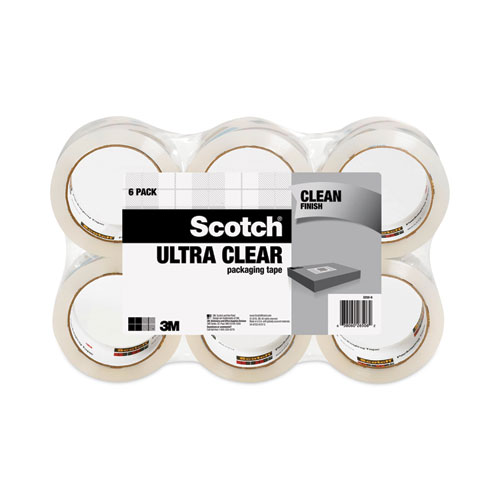 Scotch® Ultra Clear Packaging Tape, 3" Core, 1.88" x 54.6 yds, 6/Pack