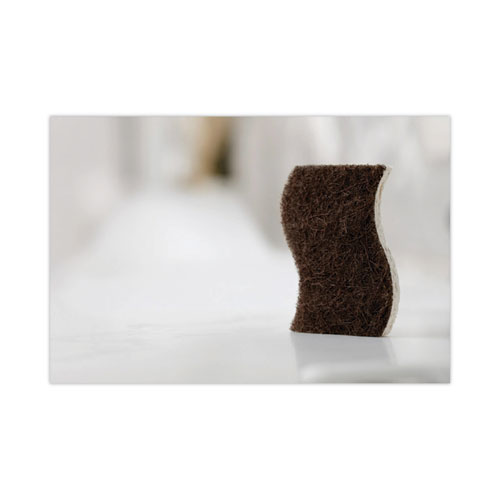 Greener Clean Heavy-Duty Scrub Sponge, 4.5 x 2.7, 0.6" Thick, Light Brown, 3/Pack