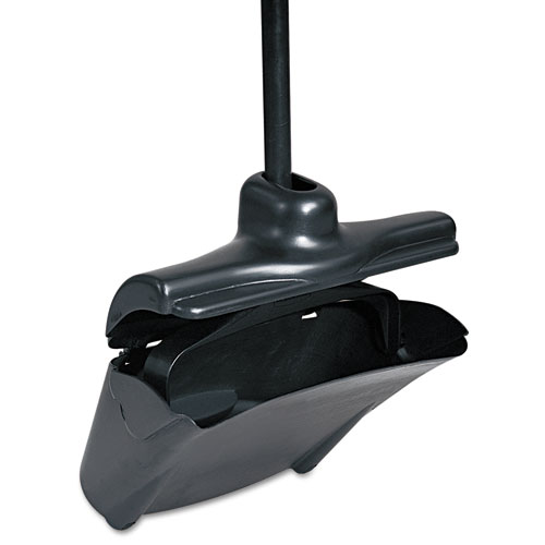 Image of Lobby Pro Upright Dustpan, with Cover, 12.5w x 37h, Plastic Pan/Metal Handle, Black
