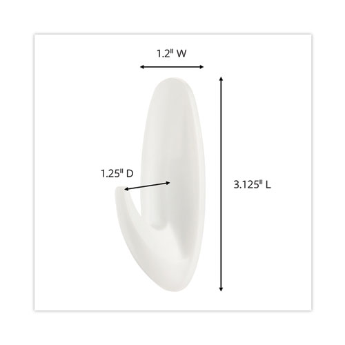 Image of Command™ Designer Hooks, Medium, Plastic, White, 3 Lb Capacity, 6 Hooks And 12 Strips/Pack