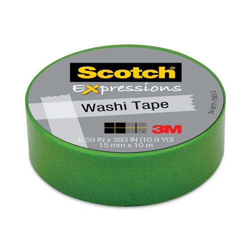 Scotch® Expressions Washi Tape, 1.25" Core, 0.59" x 32.75 ft, Black