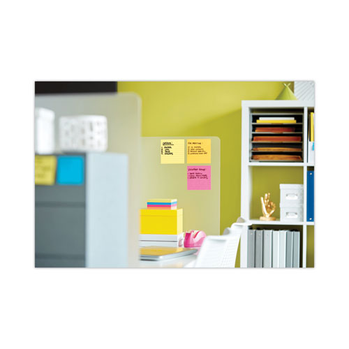 Image of Pop-up Note Dispenser/Value Pack, For 4 x 4 Pads, Black/Clear, Includes (3) Canary Yellow Super Sticky Pop-up Pad