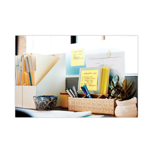 Image of Post-It® Pop-Up Notes Super Sticky Pop-Up Note Dispenser/Value Pack, For 4 X 4 Pads, Black/Clear, Includes (3) Canary Yellow Super Sticky Pop-Up Pad