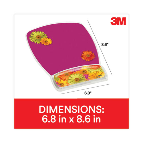 Image of 3M™ Fun Design Clear Gel Mouse Pad With Wrist Rest, 6.8 X 8.6, Daisy Design