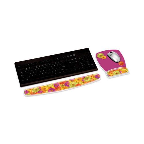 Image of 3M™ Fun Design Clear Gel Mouse Pad With Wrist Rest, 6.8 X 8.6, Daisy Design