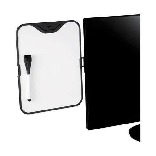 Monitor Whiteboard, 10 Sheet Capacity, Plastic, Black/White