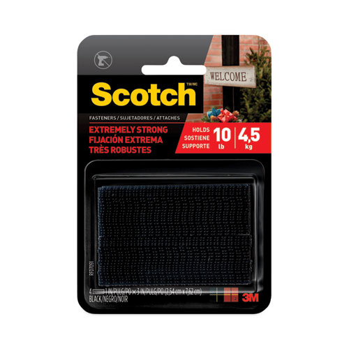 Heavy-Duty All-Weather Fasteners, 1" x 3", Black, 2/Pack