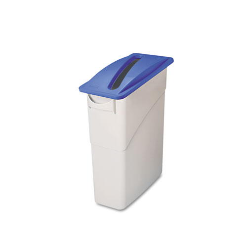Image of Rubbermaid® Commercial Slim Jim Paper Recycling Top, 20.38W X 11.38D X 2.75H, Dark Blue