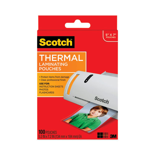 Scotch™ Laminating Pouches, 5 mil, 5" x 7", Clear, 100/Pack