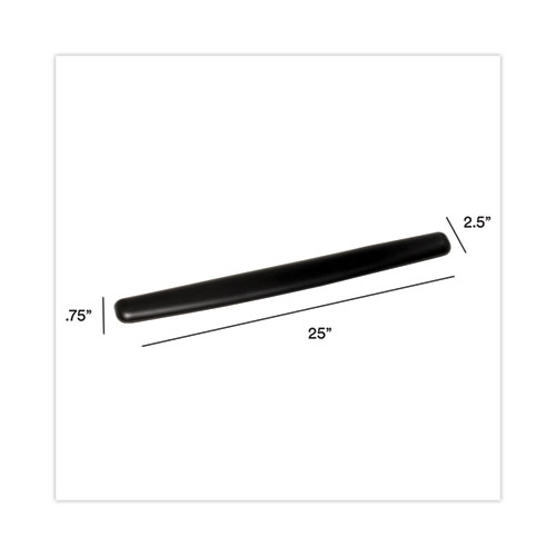 Antimicrobial Gel Thin Keyboard Wrist Rest, Extended Length, 25 x 2.5, Black