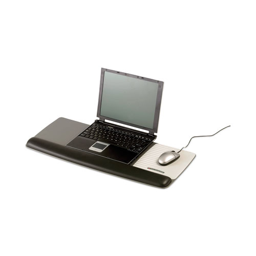Image of 3M™ Antimicrobial Gel Mouse Pad/Keyboard Wrist Rest Platform, 25.5 X 10.6, Black/Silver