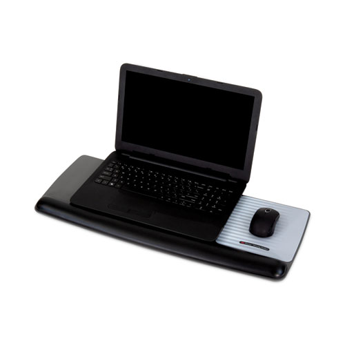 Image of 3M™ Antimicrobial Gel Mouse Pad/Keyboard Wrist Rest Platform, 25.5 X 10.6, Black/Silver