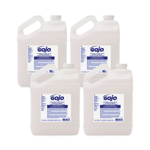 Image of Gojo® White Premium Lotion Soap, Waterfall Scent, 1 Gal Refill, 4/Carton