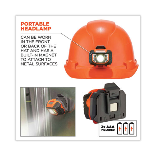 Image of Ergodyne® Skullerz 8970Led Class E Hard Hat Cap Style With Led Light, Orange, Ships In 1-3 Business Days